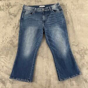 KanCan‎ High Rise Crop Flare Jean Womens 18 Medium Wash Stretch 24.5" Inseam